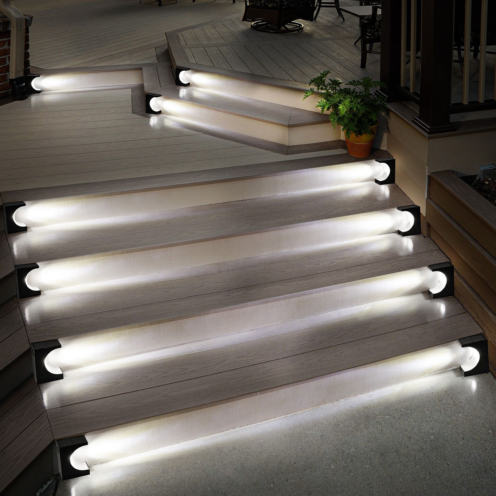 2 pcs/lot solar light Courtyard atmosphere garden decorative step light waterproof anti-theft Solar stair light Crescent stair LED light white light view 2